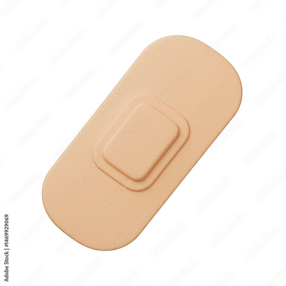 Beige Adhesive Bandage on White Background Beige Adhesive Bandage on White Background