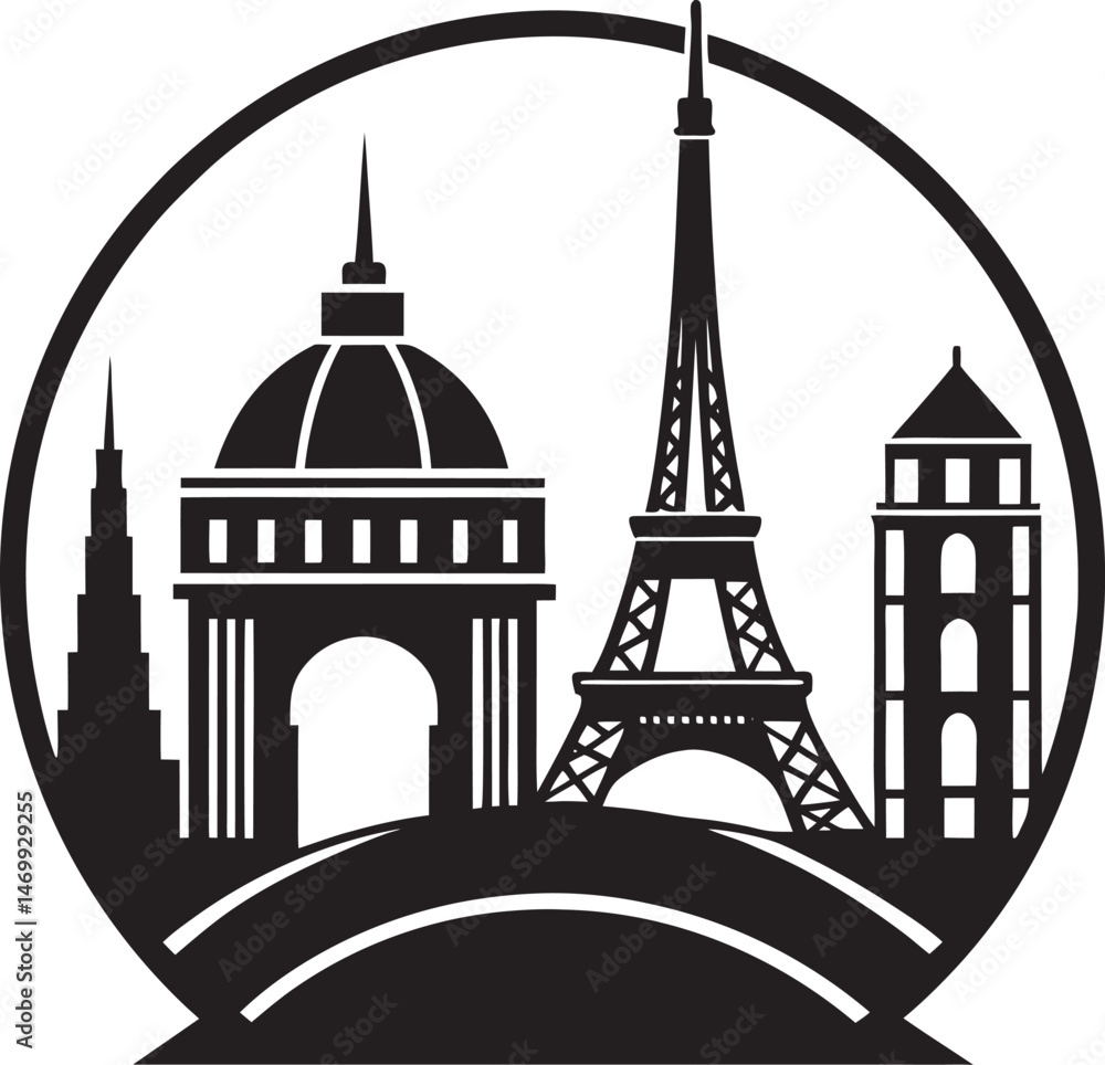 Obraz premium Minimalist city skyline design showing a beautiful urban landscape. Ideal for prints, branding, websites, and commercial projects.