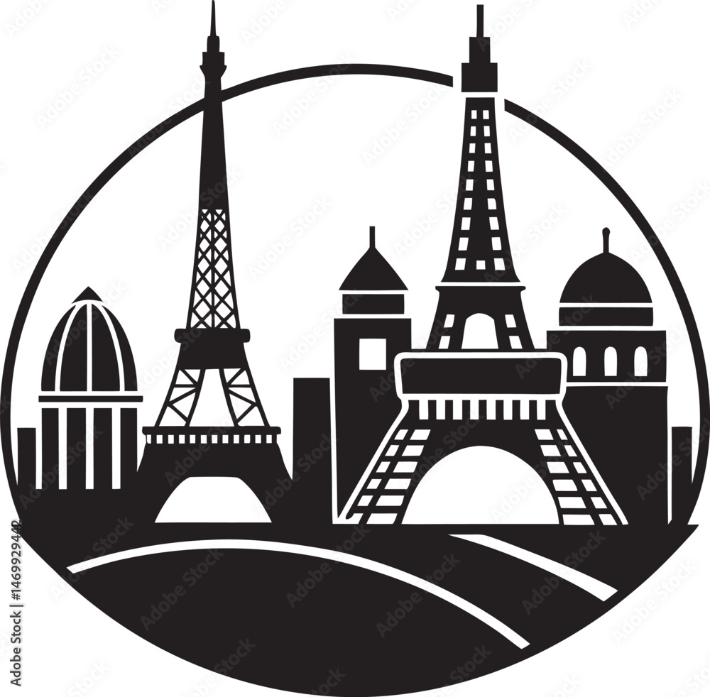 Obraz premium Minimalist city skyline design showing a beautiful urban landscape. Ideal for prints, branding, websites, and commercial projects.