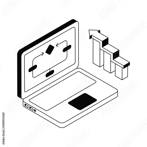 Grab this amazing isometric icon showing business workflow