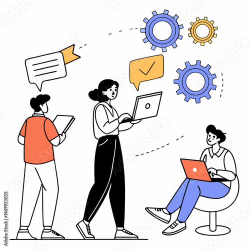 Business professional assessing team members for a successful project planning and management.