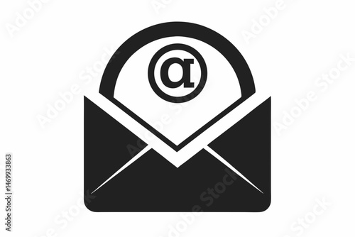 email icon sihouette black vector