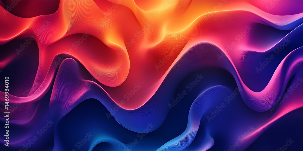 Obraz premium Colorful abstract wavy background with dynamic lines and fluid shapes for modern designs or creative presentations and artistic projects with vibrant red and blue tones