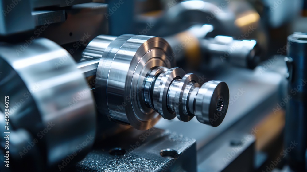 Naklejka premium Close-up of a lathe machine shaping metal