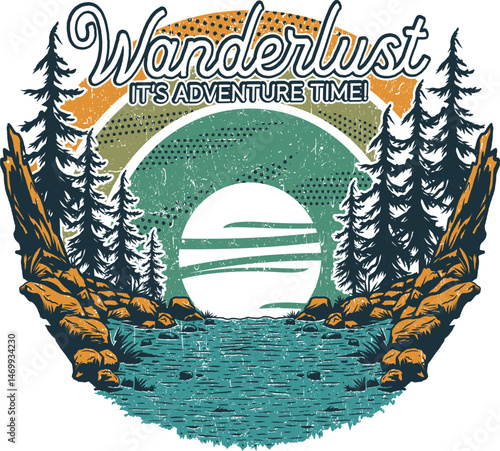 Wanderlust adventure time travel vector art t shirt design illustration