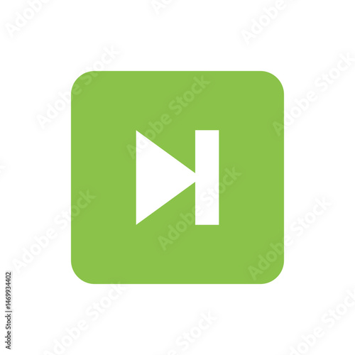Illustration of a green square with rounded corners containing a white triangle and a white line symbol