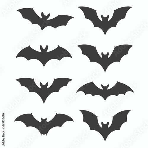 Eight Simple Bat Silhouettes for Halloween Designs