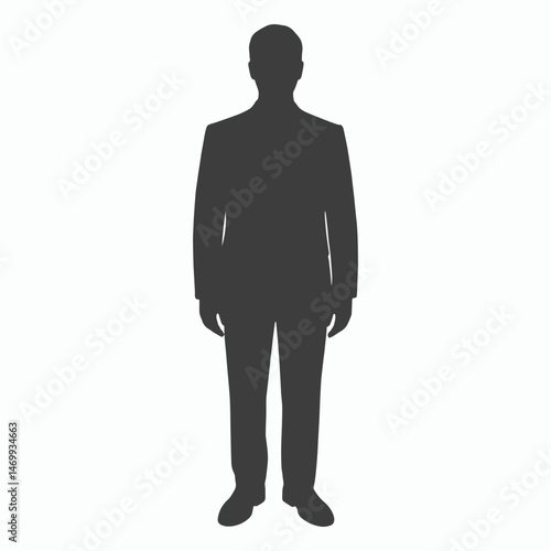 Gray Silhouette of a Man in a Suit Standing