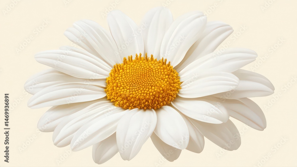 Fototapeta premium White Daisy Flower with Yellow Center on Pale Background