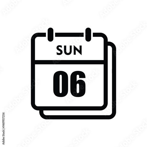 calender icon, 06 sunday icon with white background