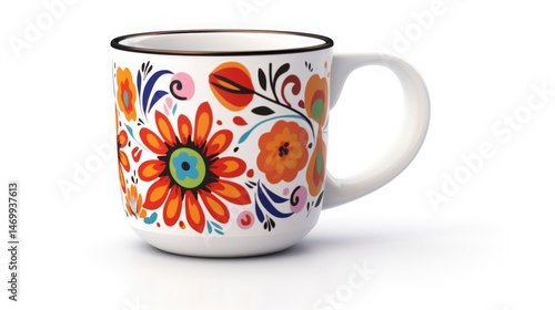 Colorful Floral Mug on the white background