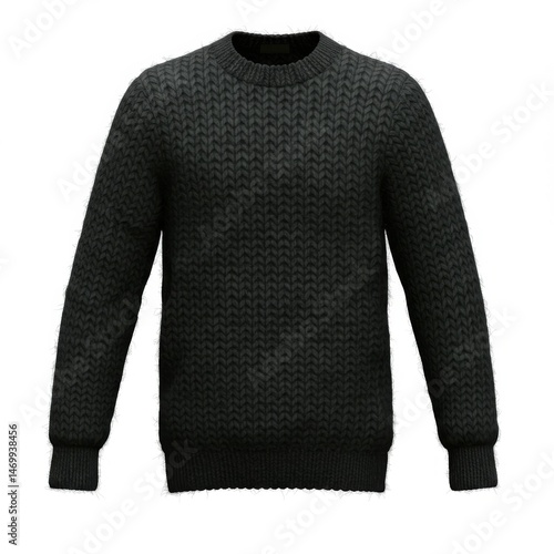 Dark Grey Cable Knit Mens Sweater