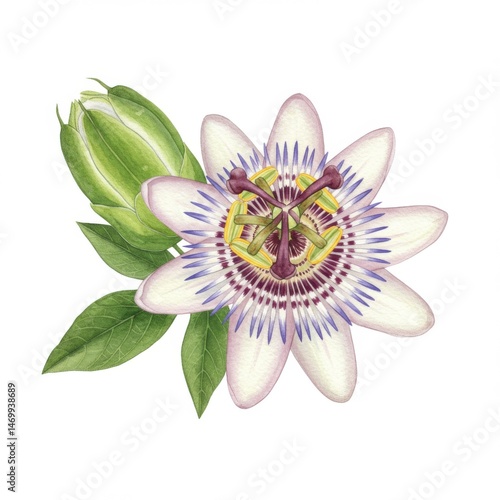 Passionflower Botanical Watercolor Illustration