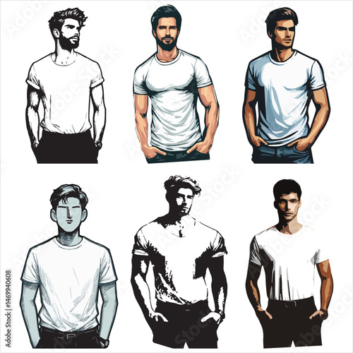 set of vector character male man vector art