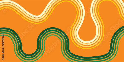 Summer horizontal abstract background with hand drawn wavy lines and typograpy. Modern art minimalist design template for web banner, sales, horizontal poster, header, cover, social media, vector