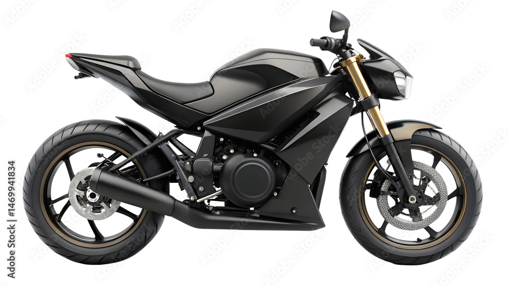 Fototapeta premium A Black motorcycle isolated on transparent background 