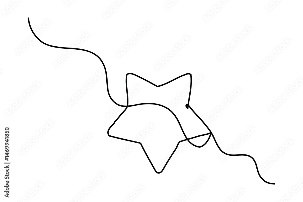 Star icon continuous one line drawing Star icon continuous one line drawing
