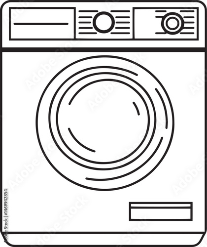 Outline icon of a washing machine on a transparent background for household appliances