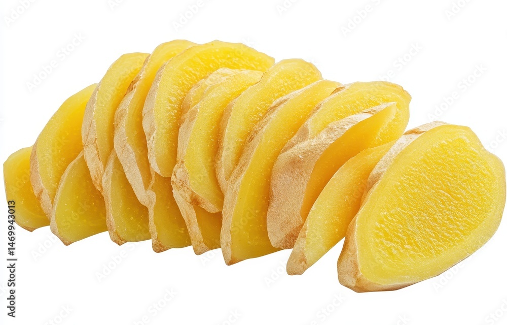 Sliced ginger, bright yellow Sliced ginger, bright yellow