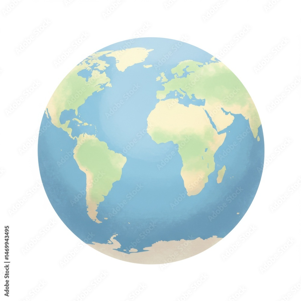 Naklejka premium Pastel Globe Illustration World Map
