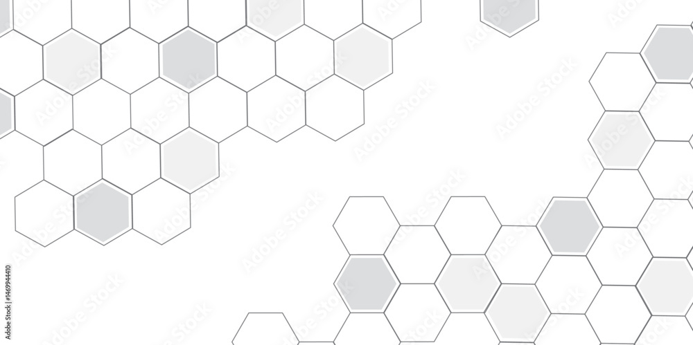 A subtle hexagon pattern background with interconnected shapes in soft gray and white. Simple abstract modern background White geometric hexagonal honeycomb shape texture background 3d copy space. A subtle hexagon pattern background with interconnected shapes in soft gray and white. Simple abstract modern background White geometric hexagonal honeycomb shape texture background 3d copy space.