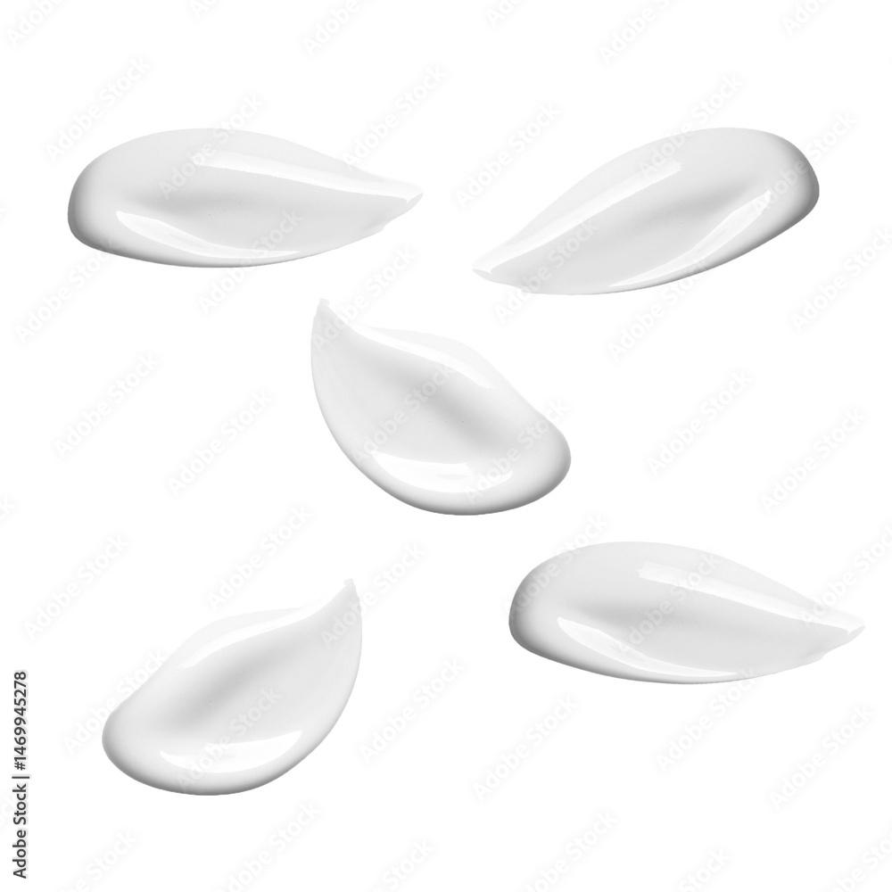3D illustration of a shiny white cream swatch on a transparent background 3D illustration of a shiny white cream swatch on a transparent background