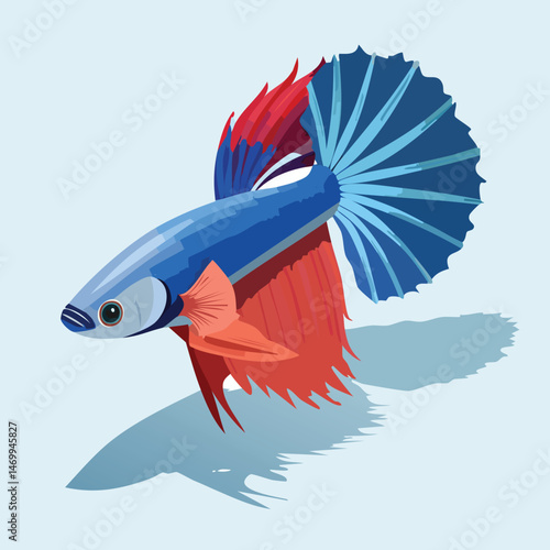 Betta Fish Vector Illustration with Flat Design, Clean Line Art, and Modern Minimalist AestheticArt.