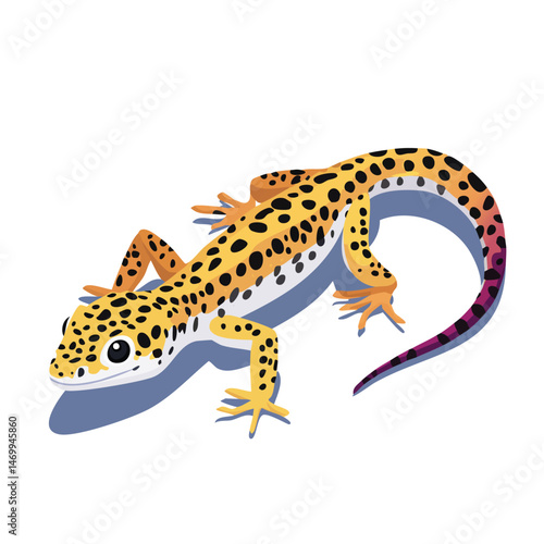 Leopard Gecko Vector Illustration with Flat Design, Clean Line Art, and Modern Minimalist AestheticArt.