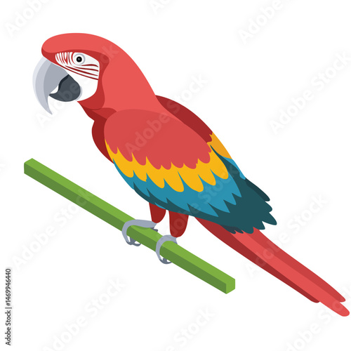 Scarlet Macaw Vector Illustration with Flat Design, Clean Line Art, and Modern Minimalist AestheticArt.