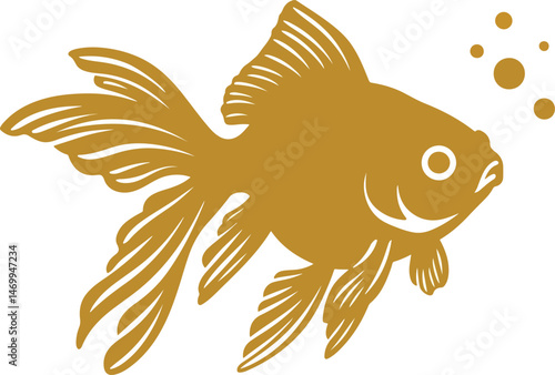 Vector illustration of a  Goldfish on white background. 