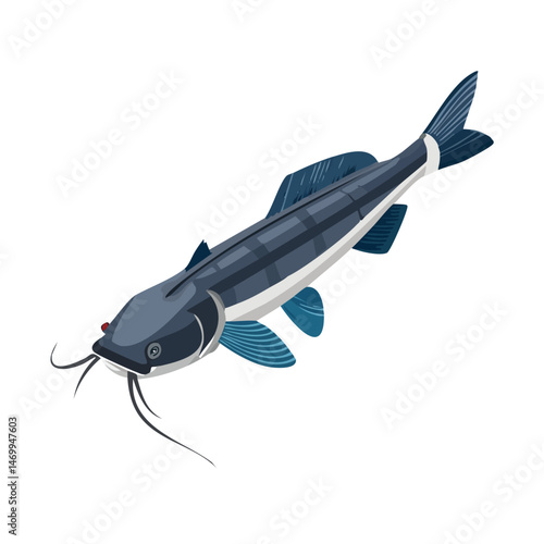 Catfish Vector Illustration with Flat Design, Clean Line Art, and Modern Minimalist AestheticArt.