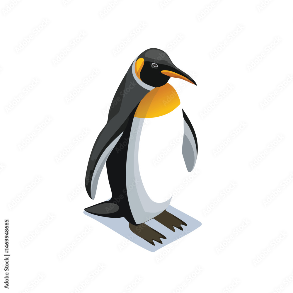 Fototapeta premium King Penguin Vector Illustration with Flat Design, Clean Line Art, and Modern Minimalist AestheticArt.