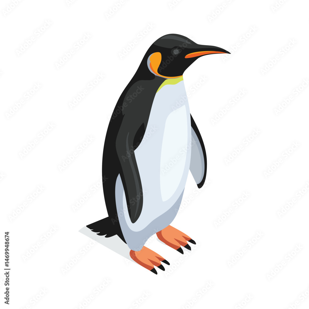 Fototapeta premium Adélie Penguin Vector Illustration with Flat Design, Clean Line Art, and Modern Minimalist AestheticArt.