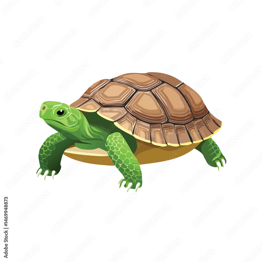 Obraz premium Sulcata Tortoise Vector Illustration with Flat Design, Clean Line Art, and Modern Minimalist AestheticArt.