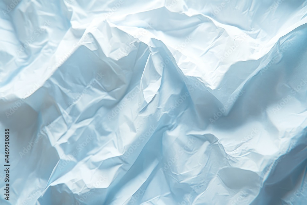Obraz premium Abstract image of light blue crumpled fabric or paper with texture and folds.
