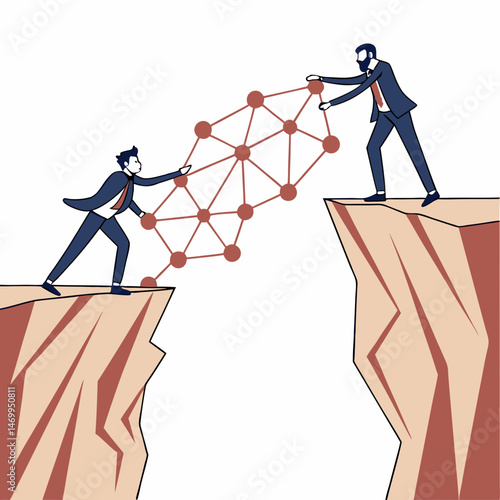 Business collaboration reaching across the divide establishing networks and connections
