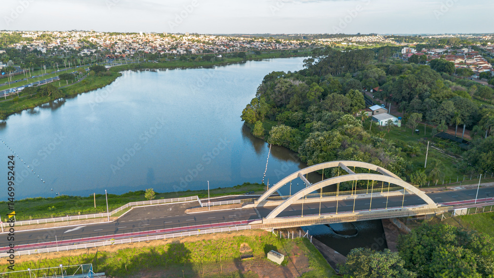 Fototapeta premium Aerial Landscape of Represa 3 in Sao Paulo State, Brazil