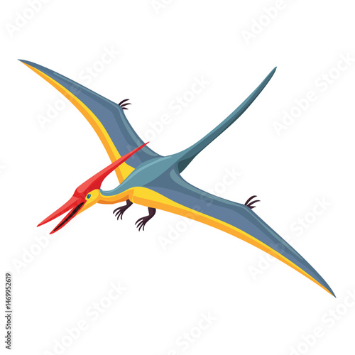 Pteranodon Vector Illustration with Flat Design, Clean Line Art, and Modern Minimalist AestheticArt.