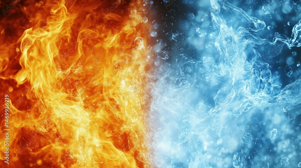Obraz premium Fueling the competitive rivalry between blazing flames and icy embers