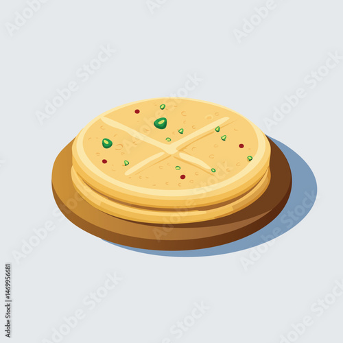 Pita Bread Vector Illustration with Flat Design, Clean Line Art, and Modern Minimalist AestheticArt.