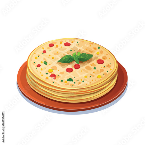 Chapati Vector Illustration with Flat Design, Clean Line Art, and Modern Minimalist AestheticArt.