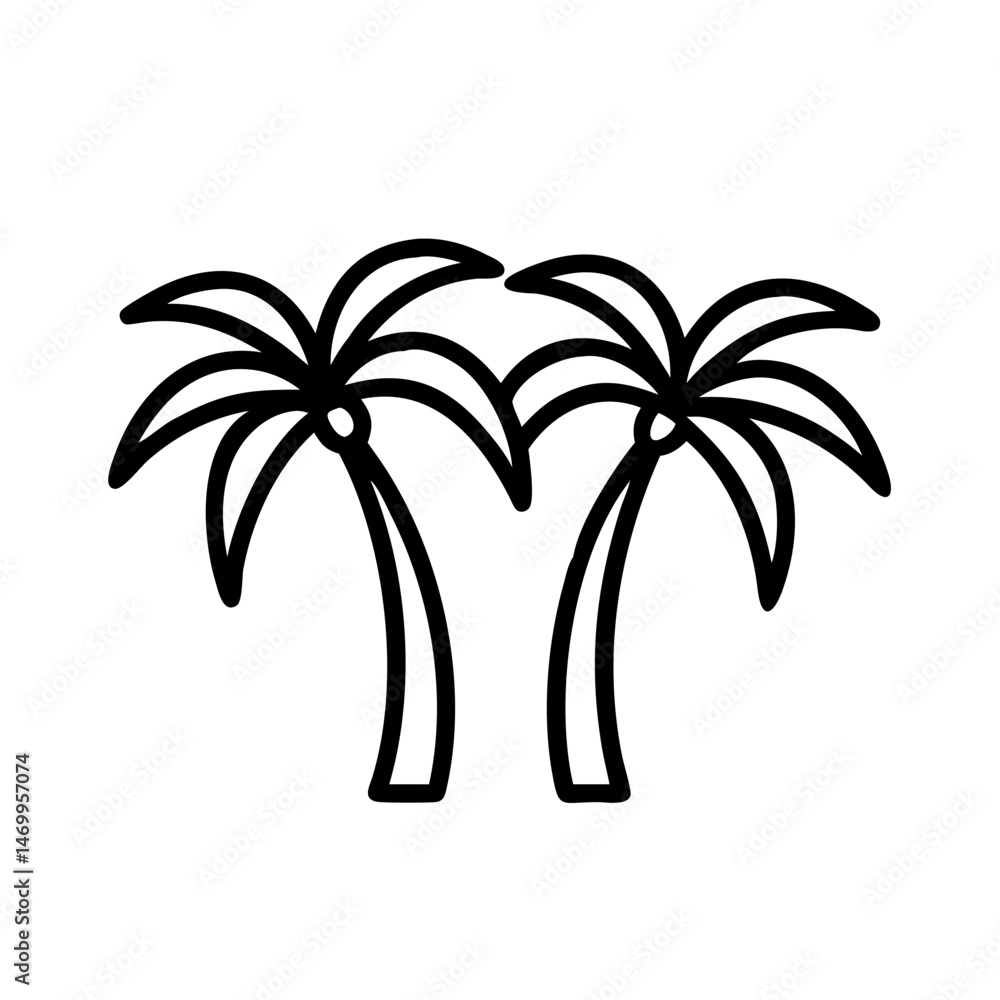 Obraz premium Twin Date Palms Tree Icon Design