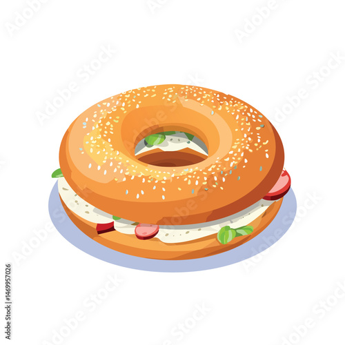 Bagel Vector Illustration with Flat Design, Clean Line Art, and Modern Minimalist AestheticArt.