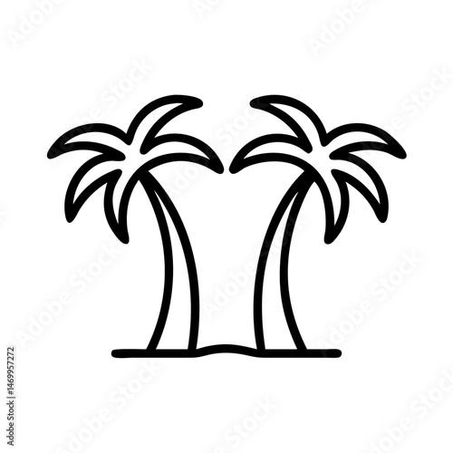 Twin Palm Trees Tropical Icon Design