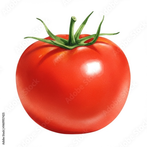 Wallpaper Mural Single Ripe Red Tomato on White Background Torontodigital.ca