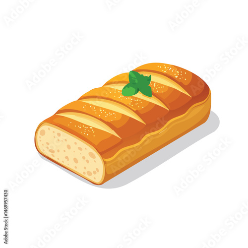 Cuban Bread Vector Illustration with Flat Design, Clean Line Art, and Modern Minimalist AestheticArt.