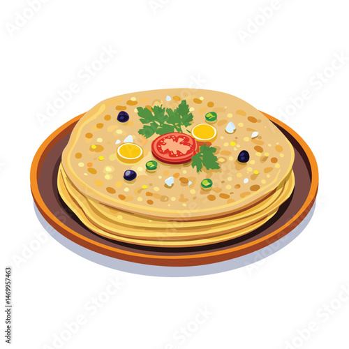 Paratha Vector Illustration with Flat Design, Clean Line Art, and Modern Minimalist AestheticArt.
