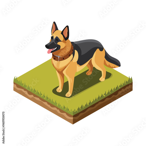 German Shepherd Vector Illustration with Flat Design, Clean Line Art, and Modern Minimalist AestheticArt.
