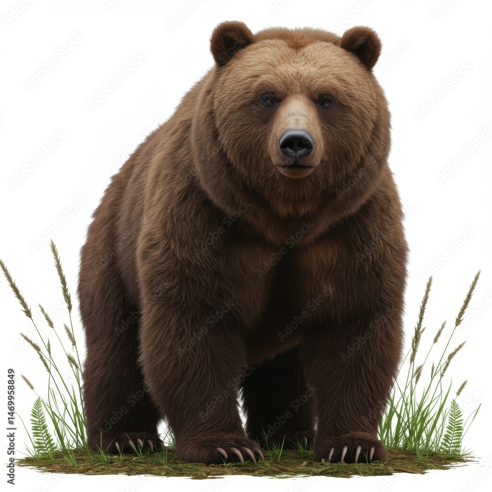 Fototapeta premium Brown Bear in Grassy Habitat