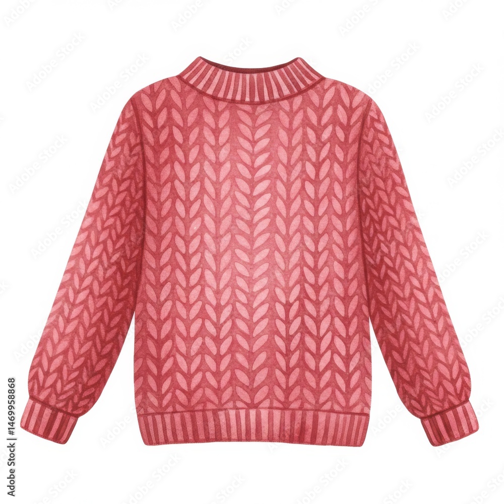 Obraz premium Pink Cable Knit Mock Neck Sweater Illustration